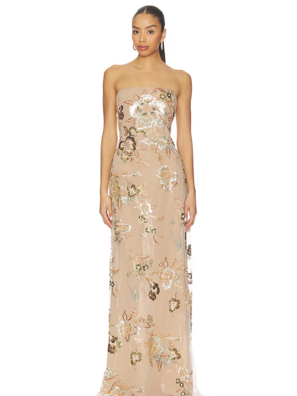 New SAU LEE Pippa Floral Embellished Mesh Gown